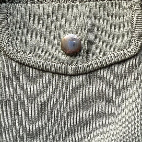 Exclusively Misook Olive Green Short Sleeve Knit Cardigan w/ Zipper & Pocket XL - Picture 3 of 6
